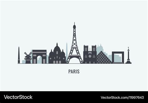 Paris skyline silhouette Royalty Free Vector Image