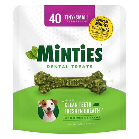 VetIQ Minties - Dental Peppermint Flavor Dog Treat - Tiny/Small - 16oz in 2022 | Dog dental ...