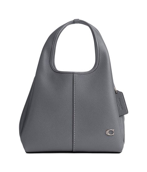 COACH Polished Pebble Leather Lana Shoulder Bag 23 in Gray | Lyst