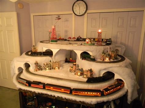 building train tunnel christmas village layout - Google Search | Christmas village decorations ...