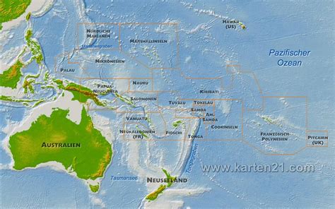 Karte von Ozeanien – Karten21.com