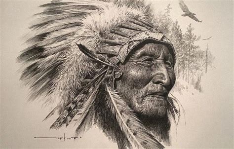 Wallpaper the chief, first people, native american art for mobile and desktop, section ии арт ...