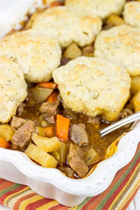 Easy Beef Stew with Rosemary Biscuit Topping