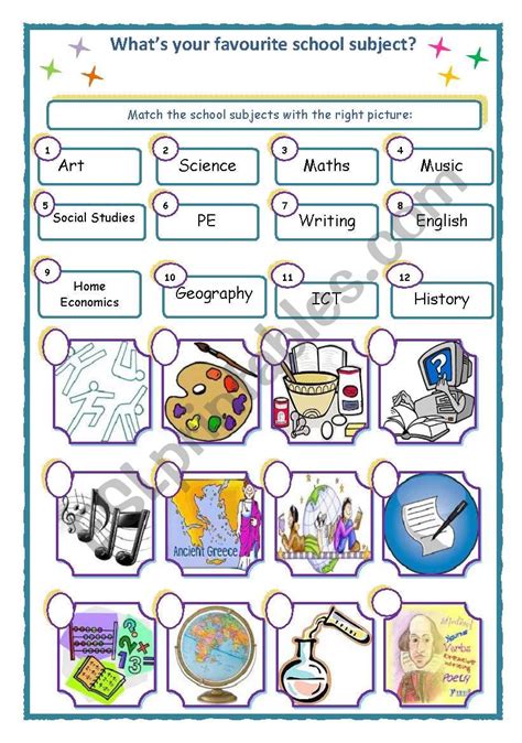 SCHOOL SUBJECTS - ESL worksheet by maroemma