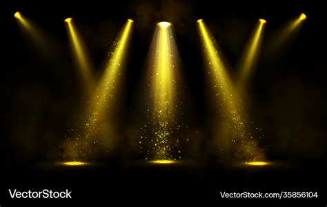 Stage lights gold spotlight beams with sparkles Vector Image