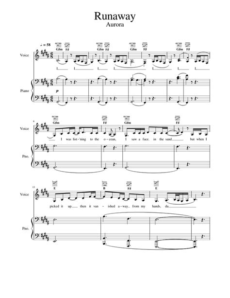 Runaway Sheet music for Piano, Vocals (Piano-Voice) | Musescore.com