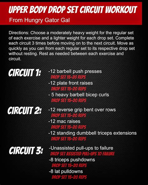 Hungry Gator Gal | Circuit workout, Drop sets workout, Upper body