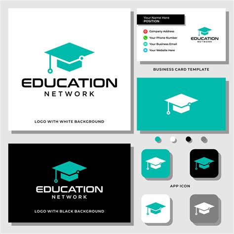 Education icon and network logo design with business card template. 4695190 Vector Art at Vecteezy