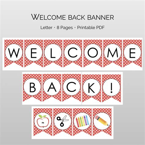 Welcome Back to School Polka Dot Banner | Welcome back to school ...