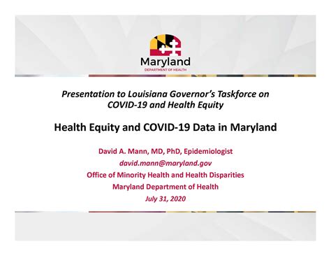 Maryland Department of Health Health Equity Data