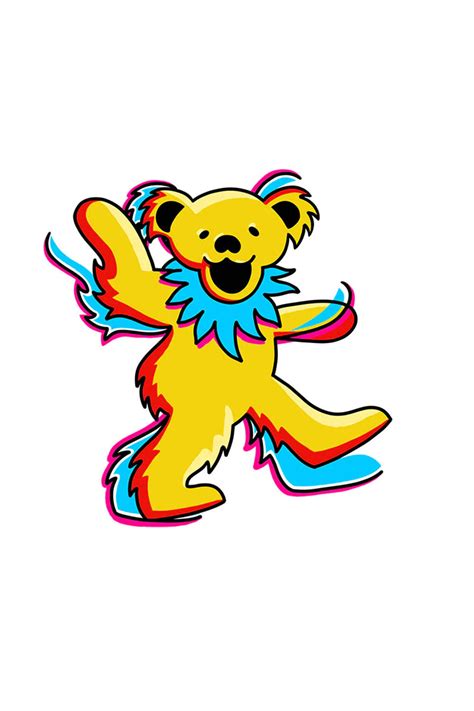 Grateful Dead Yellow Bear Temporary Tattoo