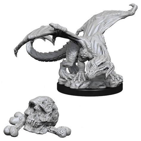 D&D Unpainted Mini Wyrmling Black Dragon | Anime and Things