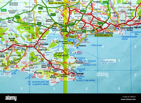 Road Map of Poole Poole Harbour and Bournemouth, England Stock Photo - Alamy