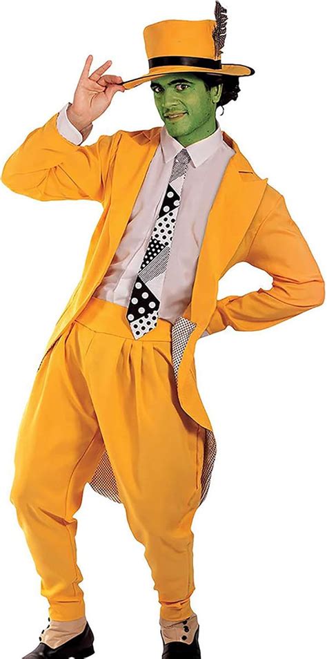 LxUqaq Jim Carrey Cosplay Costume The Mask Mens Manic Superhero Yellow Suit Travestimento ...