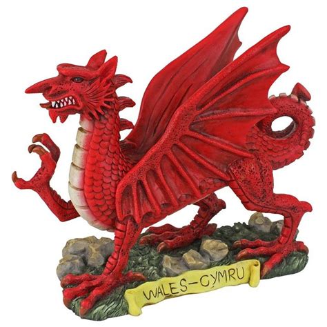 Desktop Red Welsh Dragon Statue - KY5193 - Design Toscano