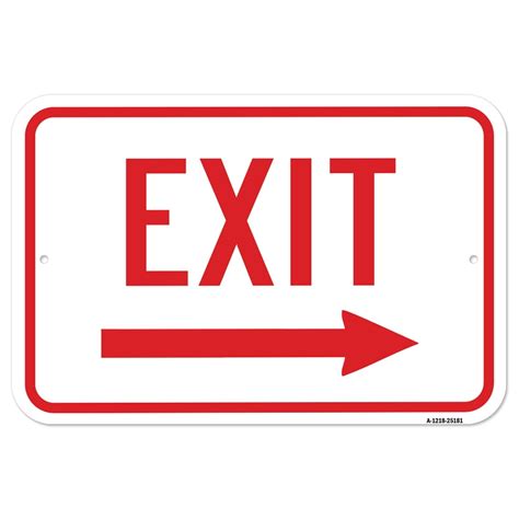 Enter- Exit Signs - Exit With Right Arrow Sign | 12" X 18" Heavy-Gauge Aluminum Rust Proof ...