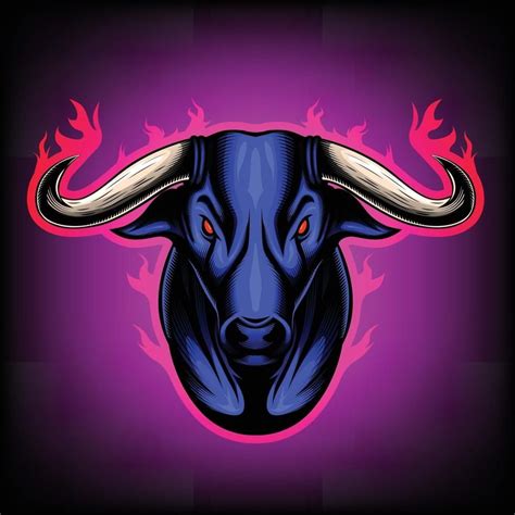 Vector Illustration front view of Bull head Surrounded by flames It is signs of the taurus ...