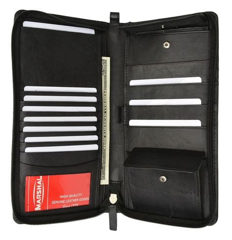New Leather Travel Wallet Passport Plane Ticket Case Zippered Checkbook Black 803698660446 | eBay