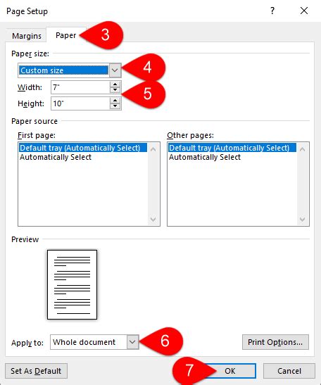 Setting a Precise Custom Paper Size (Microsoft Word)