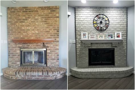 Before/After Brick-Anew Fireplace Paint | Brick fireplace makeover, Fireplace makeover, Brick ...