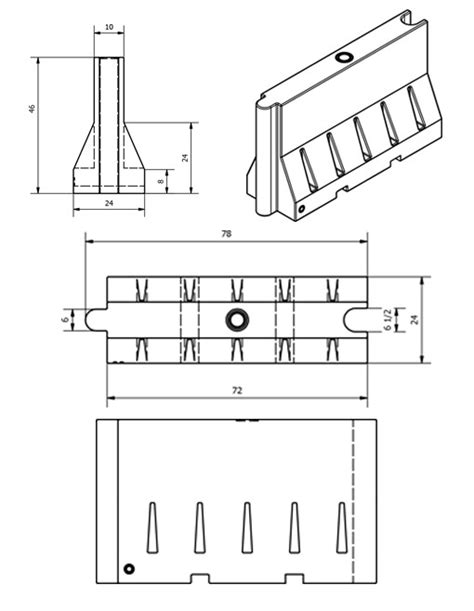 plastic jersey barrier dimensions