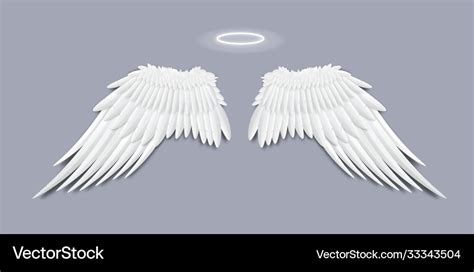 Wings Angel Halo Realistic White Wings Stock Vector Royalty Free | My ...