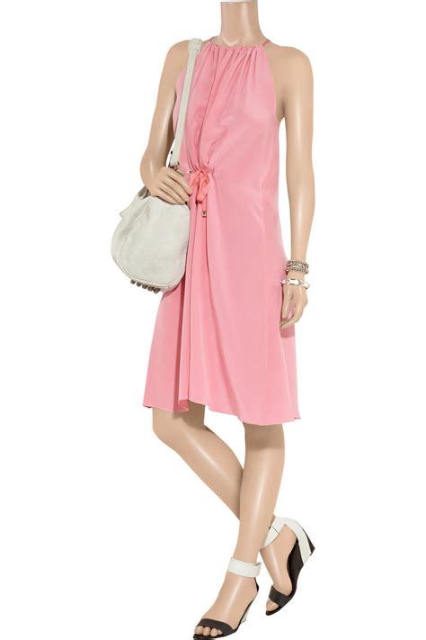 Lyst - Mulberry Drawstring Silk-crepe Dress in Pink