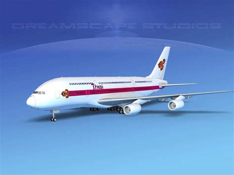 Airbus A380-800 Thai Airways 3D Model by Dreamscape Studios