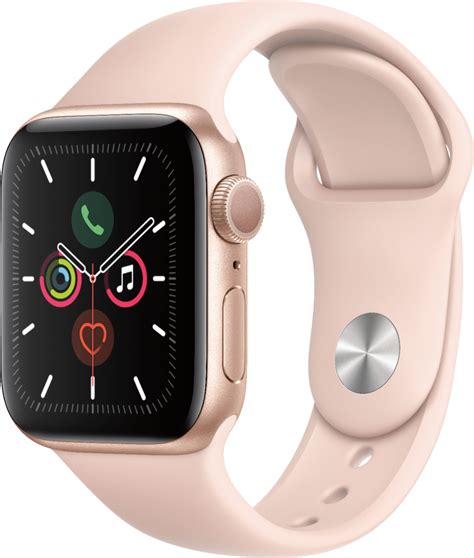 Best Buy: Apple Watch Series 5 (GPS) 40mm Gold Aluminum Case with Pink ...