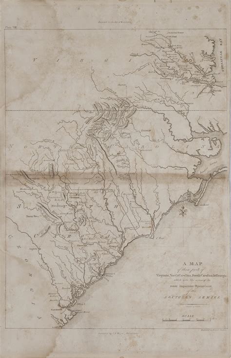 Lot - **Revolutionary War Battle Map: Virginia, Carolinas & Georgia, Wayne & Marshall