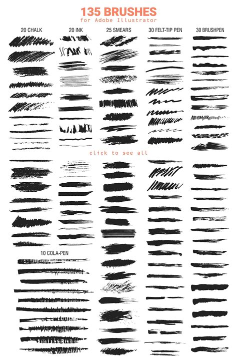 135 Vector Brushes for Illustrator | Illustrator brushes, Vector brush, Brush tattoo