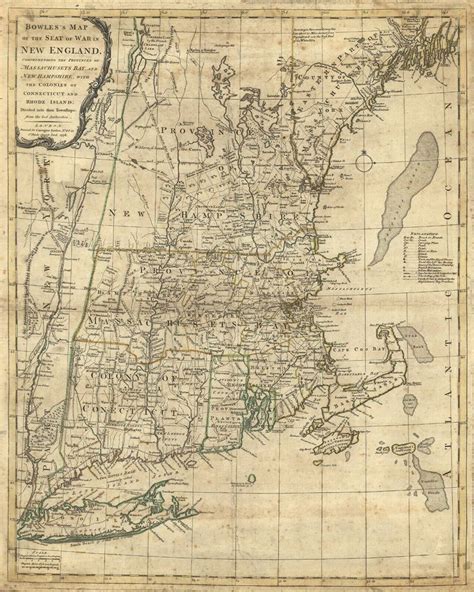 1776 Revolutionary War New England Massachusetts Map | England map, New ...