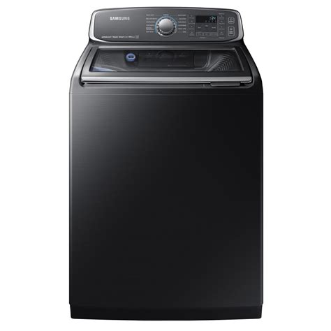 Samsung 5.2 cu. ft. High-Efficiency Top Load Washer with Steam and Activewash in Black Stainless ...