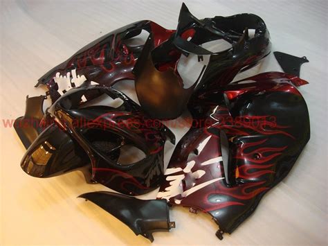 HAYABUSA 1997 2007 2001 Body Kits GSX R1300 97 98 Black Red Flame Body Kits for GSXR1300 2005 ...