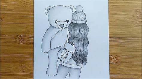 How to draw girl holding a teddy bear || Pencil Sketch || Art Tutorial ...