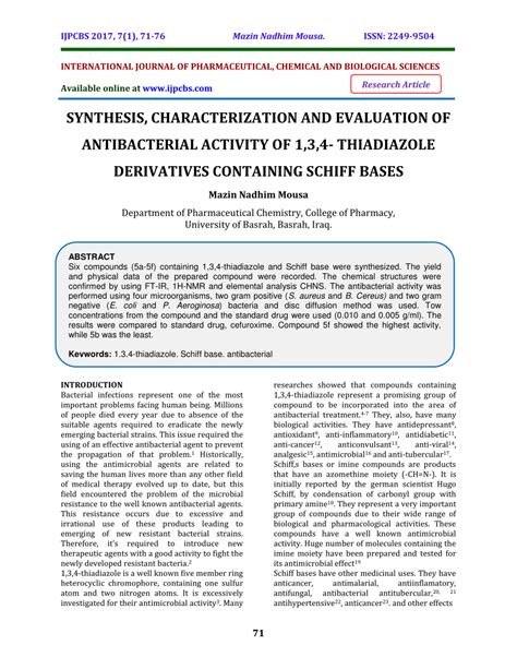 (PDF) SYNTHESIS, CHARACTERIZATION AND EVALUATION OF ANTIBACTERIAL ...