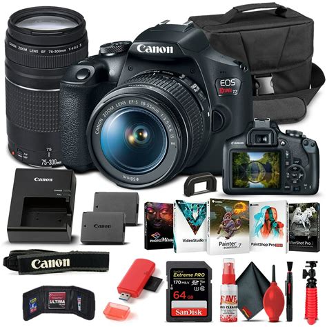 Canon EOS Rebel T7 DSLR Camera W/ 18-55mm and 75-300mm Lenses - Basic ...