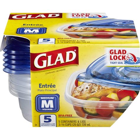 Glad + Glad Food Storage Containers – Entree Container – 25 Ounce – 5 ...