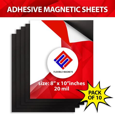 10 Magnetic Sheets of 8" x 10" Adhesive 20 mil Magnet - Walmart.com ...