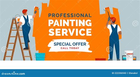 Professional Painting Service Promotion and Painters at Work Stock Vector - Illustration of ...