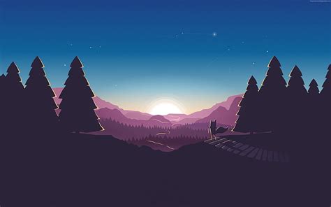 HD wallpaper: silhouette of trees, Moon, mountain, vector, nature ...