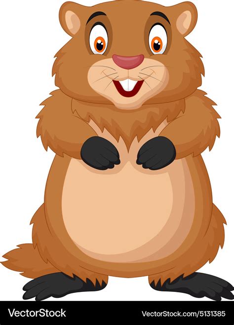 Cartoon happy groundhog Royalty Free Vector Image