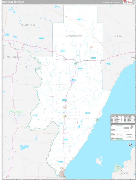 Menominee County, MI Wall Map Premium Style by MarketMAPS - MapSales