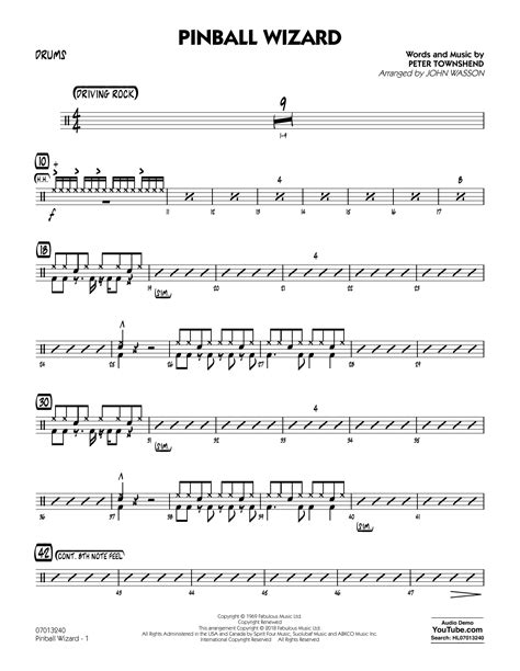 Pinball Wizard (Arr. John Wasson) - Drums by The Who Sheet Music for Jazz Ensemble at Sheet ...