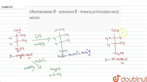 Differentiate between D-erythrose and D-threose by (a) mild oxidation and (b) reduction. | 12 ...