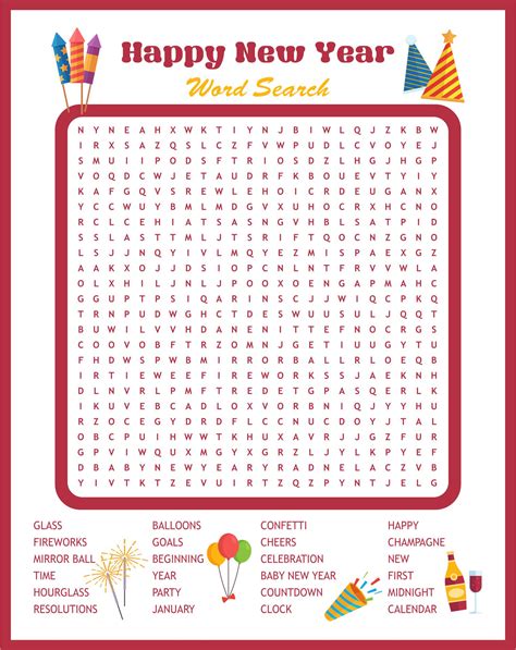 New Years Word Search Free Printable