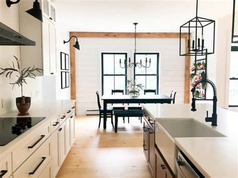 White Farmhouse Kitchen With Black Accents - Soul & Lane