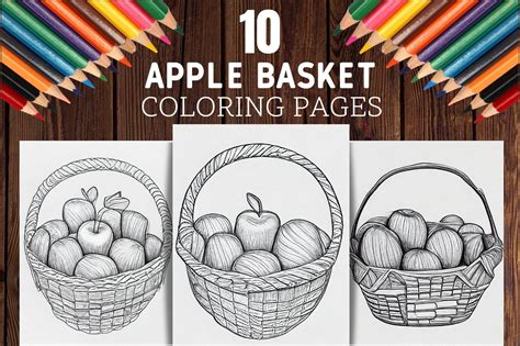 Apple Basket Coloring Pages Graphic by Bonobo Digital · Creative Fabrica