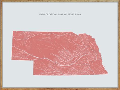 Nebraska Hydrological Map of Rivers and Lakes Nebraska Rivers - Etsy