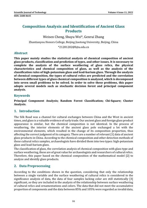 (PDF) Composition Analysis and Identification of Ancient Glass Products